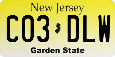 NJ license plate C03DLW