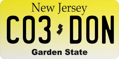 NJ license plate C03DON