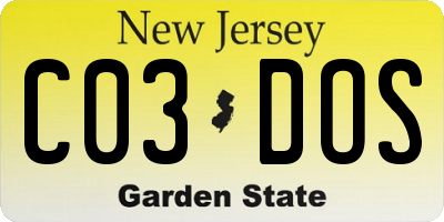NJ license plate C03DOS