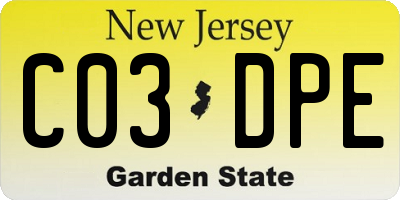 NJ license plate C03DPE