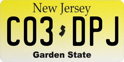 NJ license plate C03DPJ