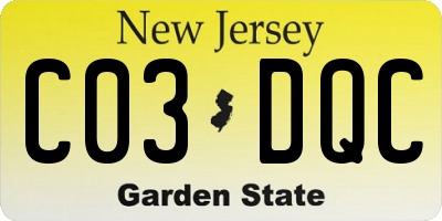 NJ license plate C03DQC