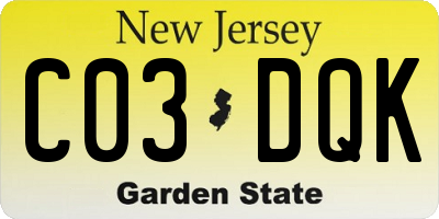 NJ license plate C03DQK