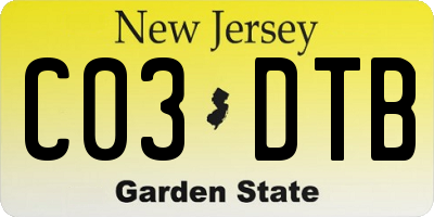 NJ license plate C03DTB