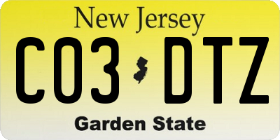 NJ license plate C03DTZ