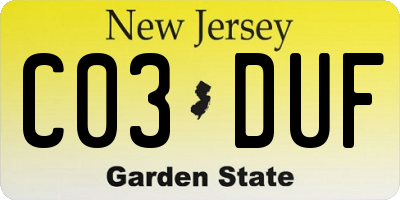 NJ license plate C03DUF