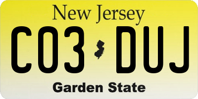 NJ license plate C03DUJ