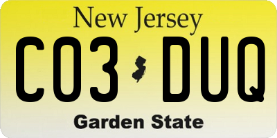 NJ license plate C03DUQ