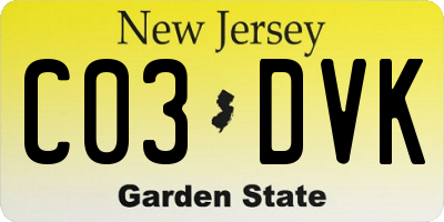 NJ license plate C03DVK