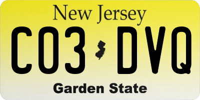 NJ license plate C03DVQ