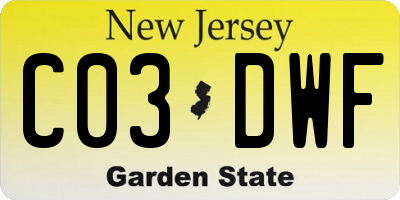 NJ license plate C03DWF