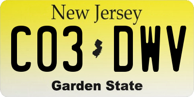 NJ license plate C03DWV