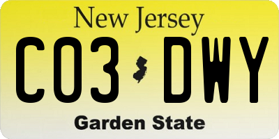 NJ license plate C03DWY
