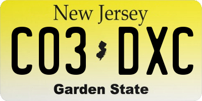 NJ license plate C03DXC