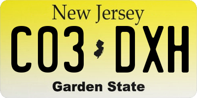 NJ license plate C03DXH