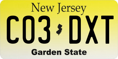NJ license plate C03DXT