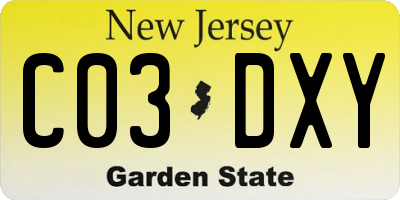 NJ license plate C03DXY