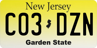 NJ license plate C03DZN