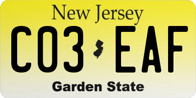 NJ license plate C03EAF
