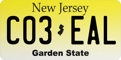 NJ license plate C03EAL