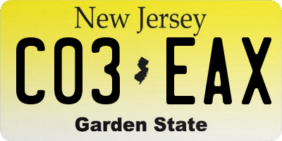 NJ license plate C03EAX