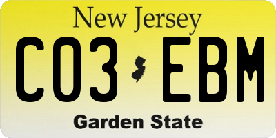 NJ license plate C03EBM