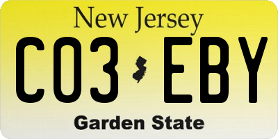 NJ license plate C03EBY