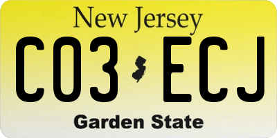 NJ license plate C03ECJ