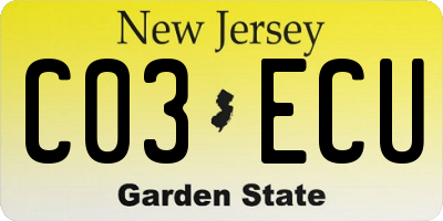 NJ license plate C03ECU