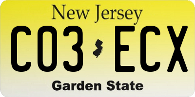 NJ license plate C03ECX