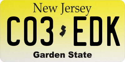 NJ license plate C03EDK