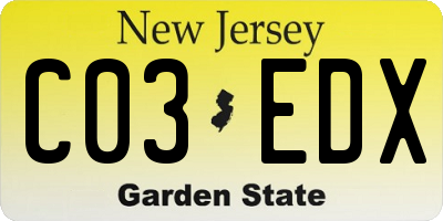 NJ license plate C03EDX