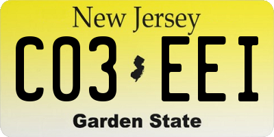 NJ license plate C03EEI