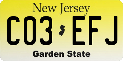 NJ license plate C03EFJ