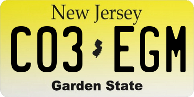 NJ license plate C03EGM