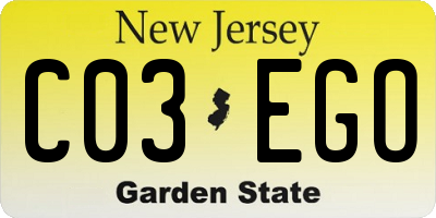NJ license plate C03EGO