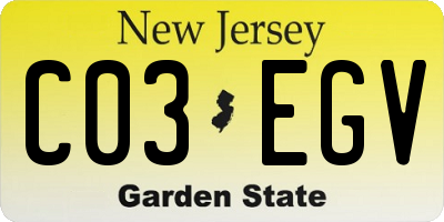 NJ license plate C03EGV