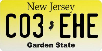 NJ license plate C03EHE