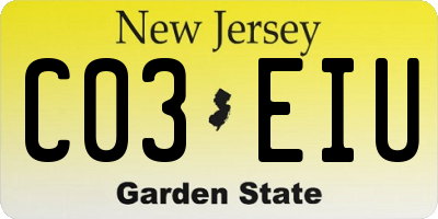 NJ license plate C03EIU