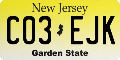 NJ license plate C03EJK