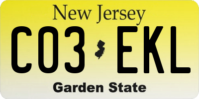 NJ license plate C03EKL