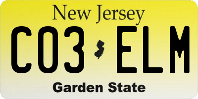 NJ license plate C03ELM