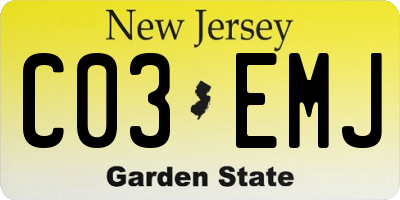 NJ license plate C03EMJ