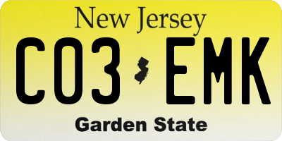 NJ license plate C03EMK