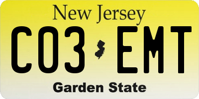 NJ license plate C03EMT