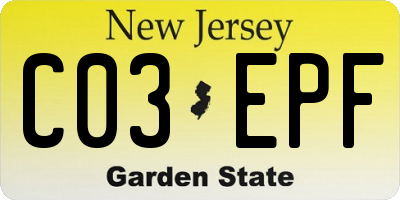 NJ license plate C03EPF