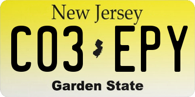 NJ license plate C03EPY