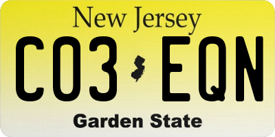 NJ license plate C03EQN