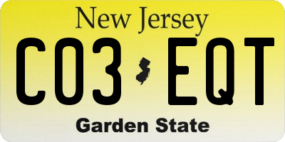 NJ license plate C03EQT