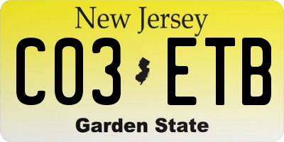 NJ license plate C03ETB